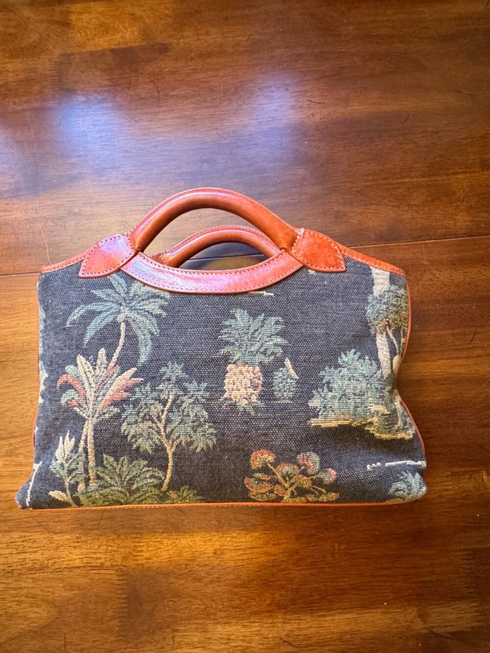 Tommy Bahama Vintage Tropical Tapestry Satchel – Leather Trim